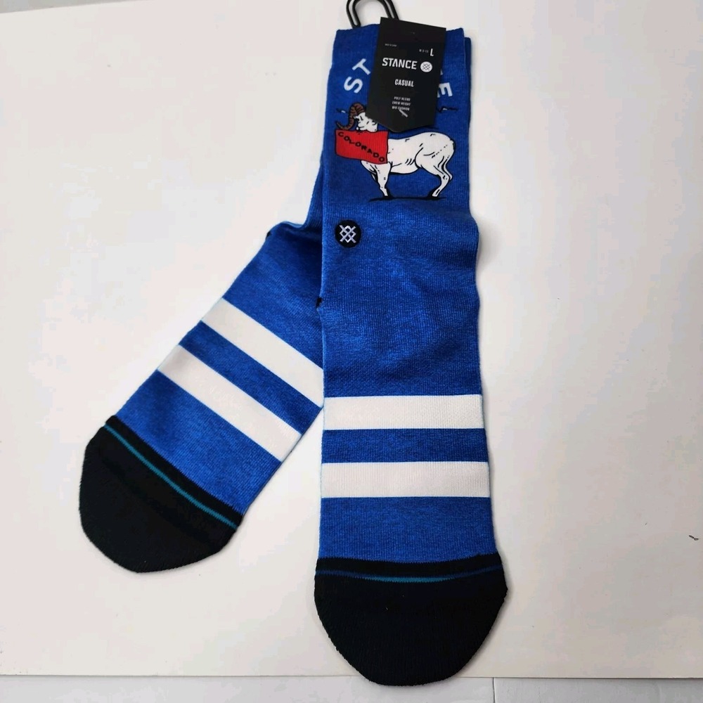 STANCE Colorado Crew Big Horn Sheep Colorado Spell Out Socks MENS L 9-13 Blue
